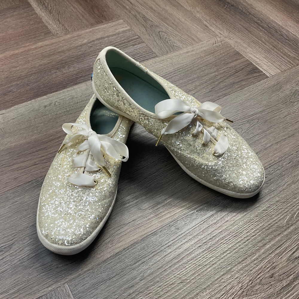 Keds x Kate Spade New York Champion Glitter Sneakers Womens 9 Cream Champagne‎